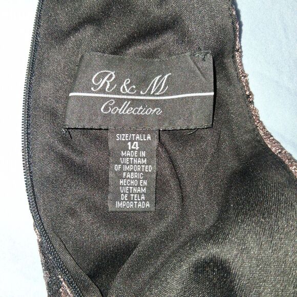 R & M Richards Womens Sleeveless Fit Flare Dress Size 14 Black Embroidered Lace - Picture 3 of 15